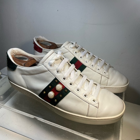 GUCCI ace peral studded white Snearkers with spikes sz 39.5 made in italy - Picture 5 of 16